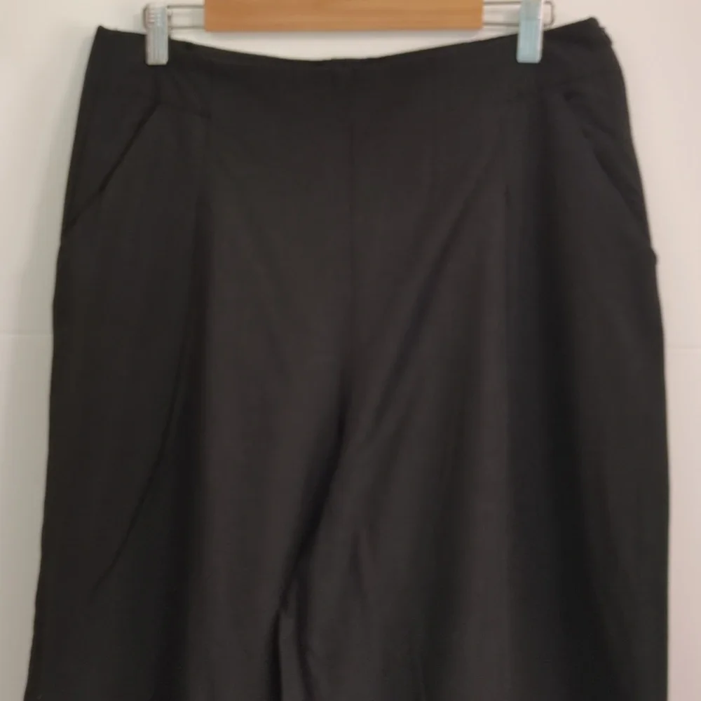 Zara Classic Black wide Leg High Waisted Pleated Trousers Sz XXL Linen Blend